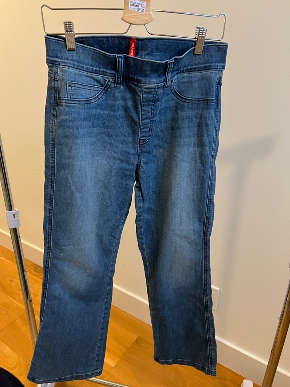 SPANX Women's Dark Blue Bootcut Pull on Jeans